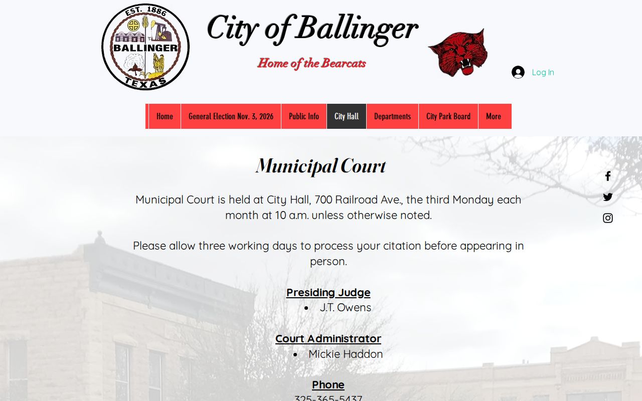 Ballinger court docket municipal court source