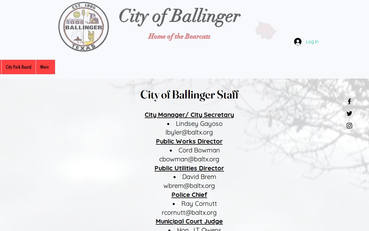 Ballinger court docket judge and administrator source
